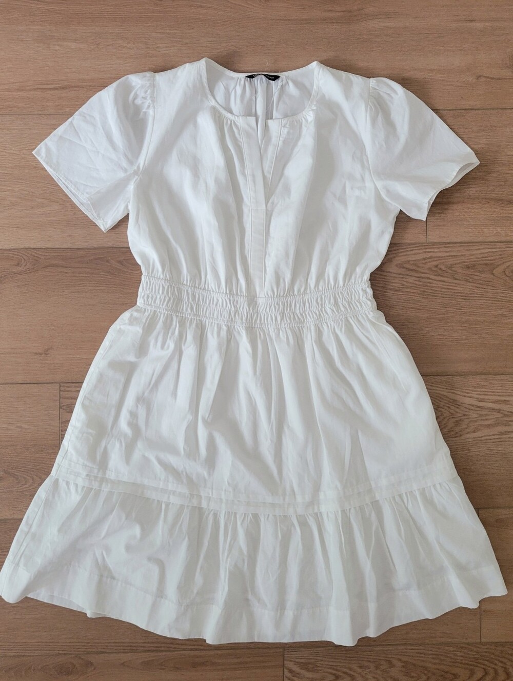 PrettyGarden White Dress NWT Large Mini Flare Split Neck Trendy Trending